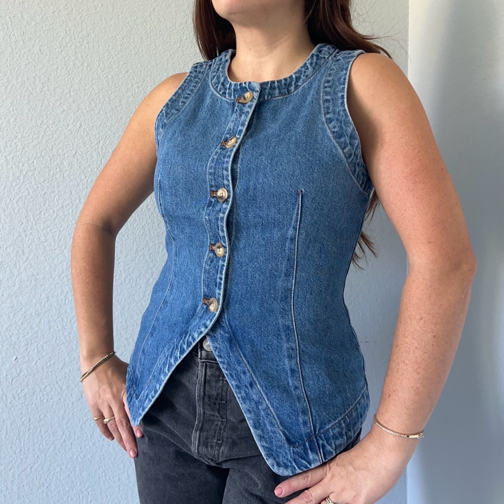 Madewell Denim Crewneck Vest in Java Wash Size 0 / XS
